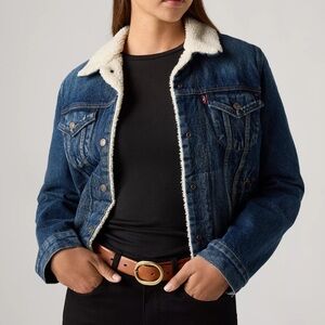Levi's Women's Dark Blue Sherpa-Lined Denim Jacket